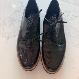 Franco Sarto Shiny Black Patent Leather Oxfords